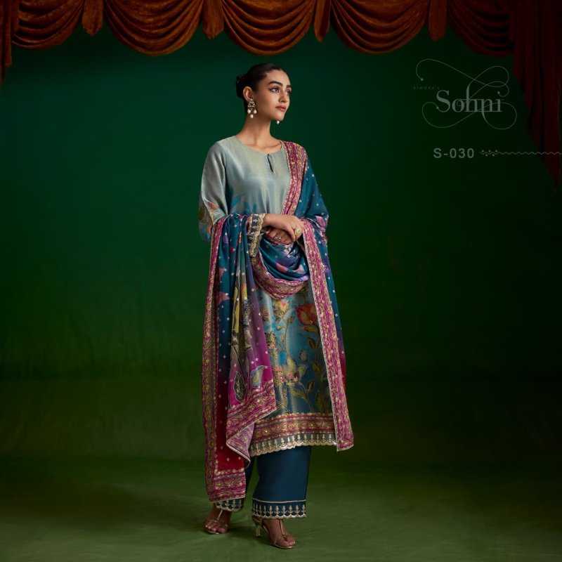 Sufi By Kimora Sohni Zari Silk Printed Hand Work Salwar Suits 